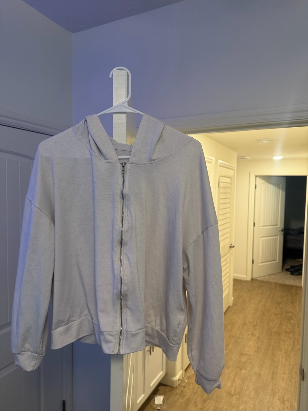 Women's white Zip-Front Hoodie Jacket